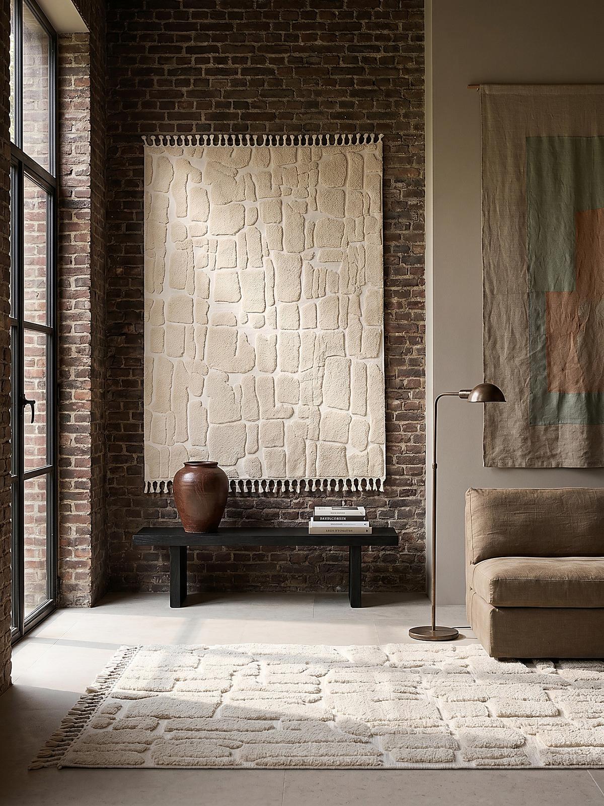 HOCHFLORTEPPICH mit Fransen MARA, geometrisch, Creme, 160 x 230 cm - Beige, Textil (230/160cm) - KADIMA DESIGN