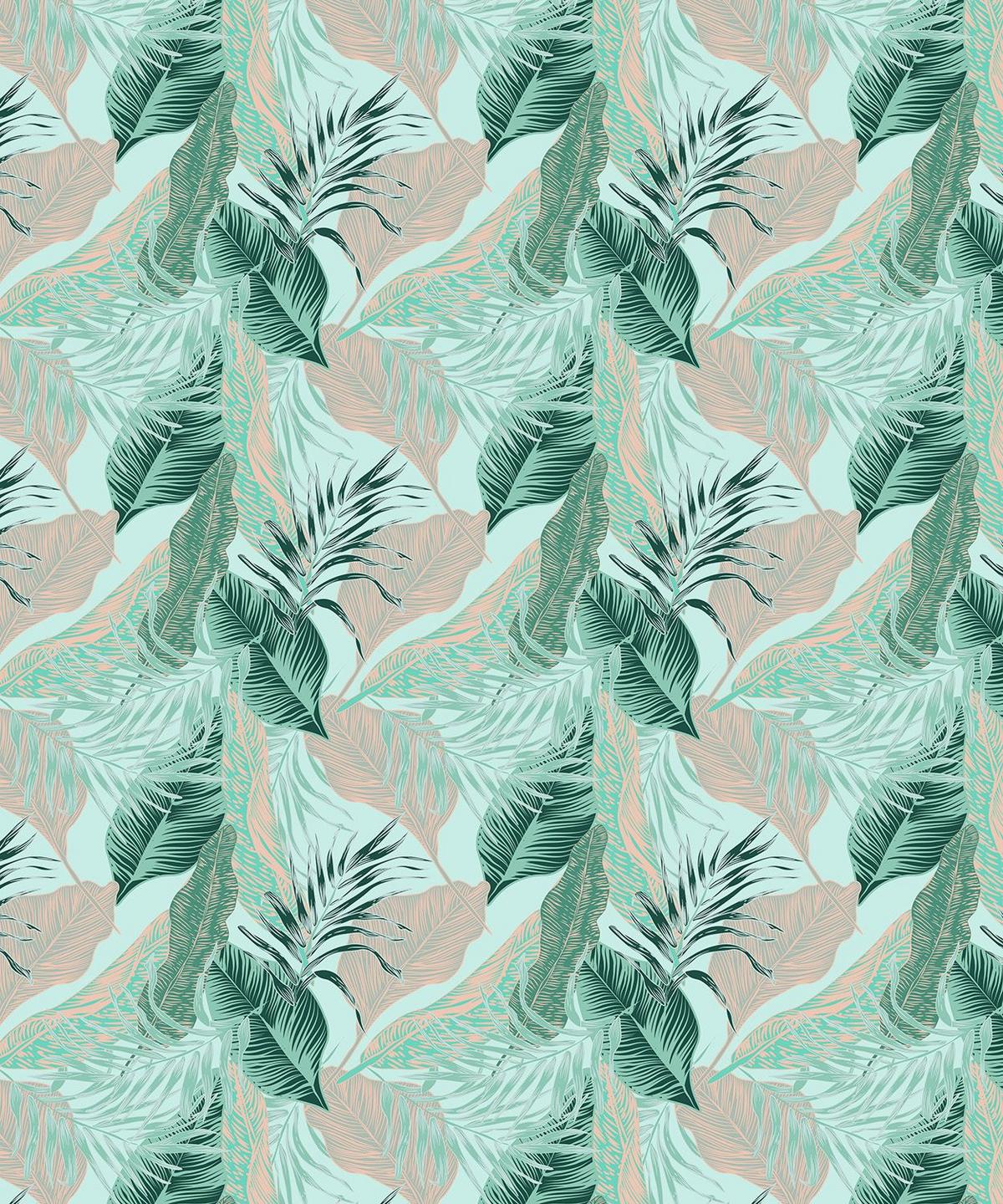 VERDUNKELUNGSROLLO 150x180 cm Tropische Blätter - Blau, Textil (150/180cm) - TULUP
