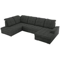 WOHNLANDSCHAFT MADRITO U - Dunkelgrau Struktur - Links - Dunkelgrau/Silberfarben, Textil/Metall (204/89/323cm) - MKS