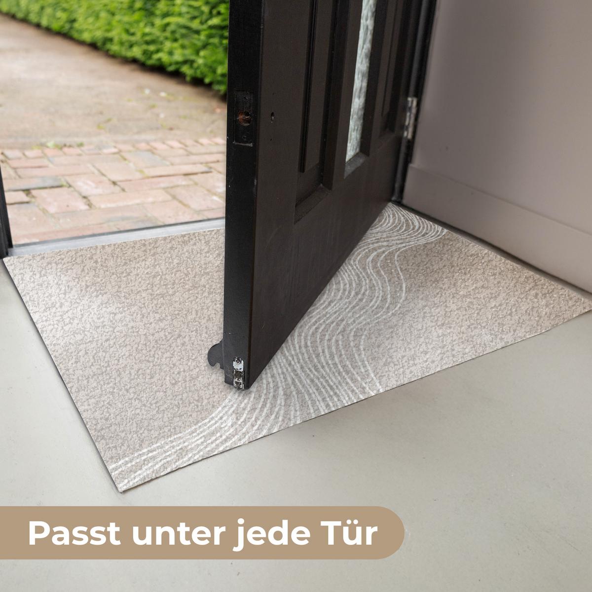 FUSSMATTE Wellenlinien - Fließend - Sandfarben Fußabtreter 90x60 cm - Beige, Kunststoff (90/0.4cm) - MuchoWow