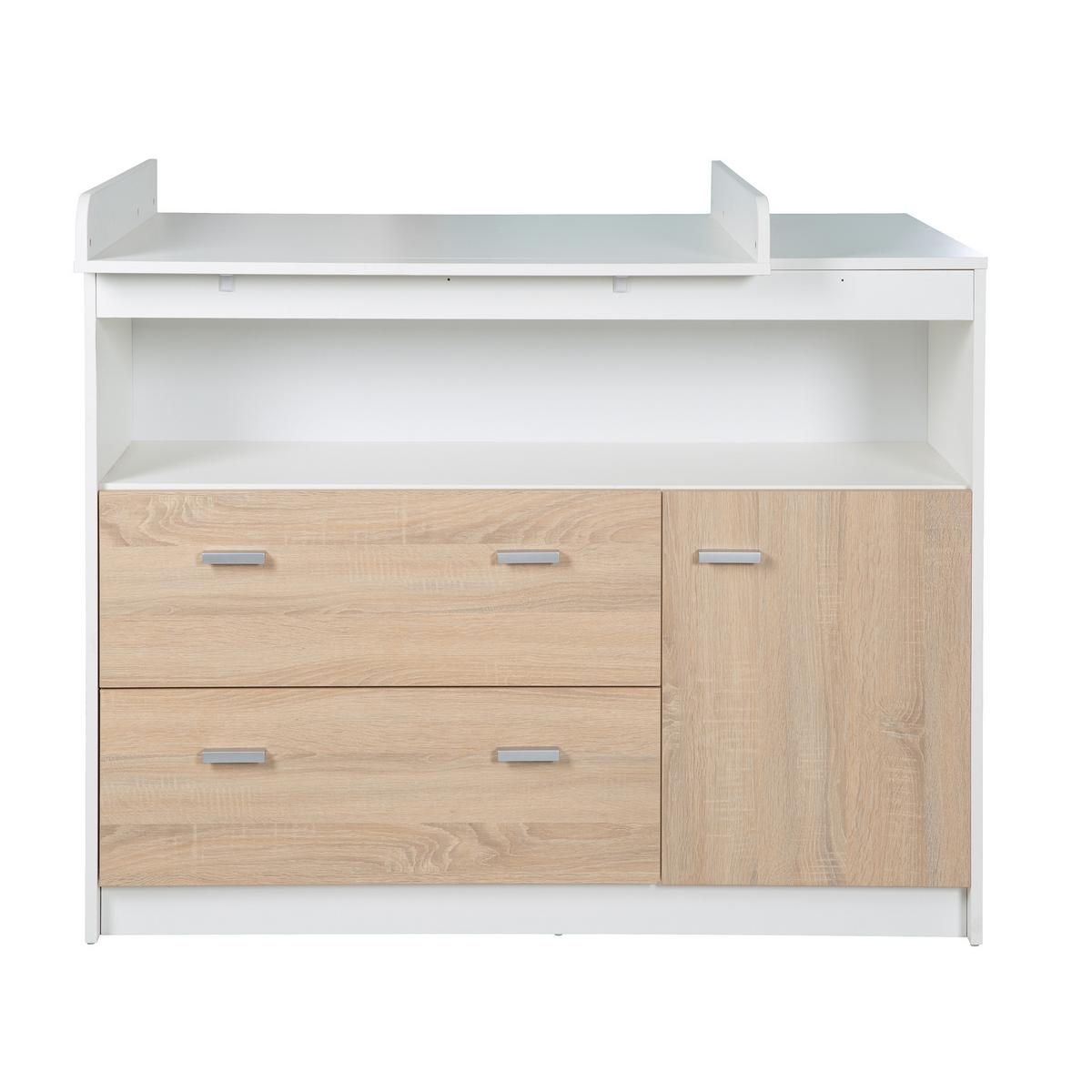 WICKELKOMMODE Gabriella - Silberfarben/Weiß, Holzwerkstoff/Kunststoff (117/98/75cm) - Roba