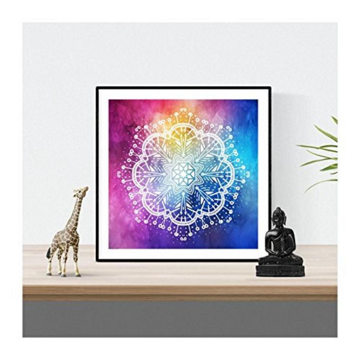 POSTER Set mit 4 Mandalas Sinnlichkeit 20x20cm Schwarzer Rahmen - Schwarz, Papier (20/3cm) - Nacnic