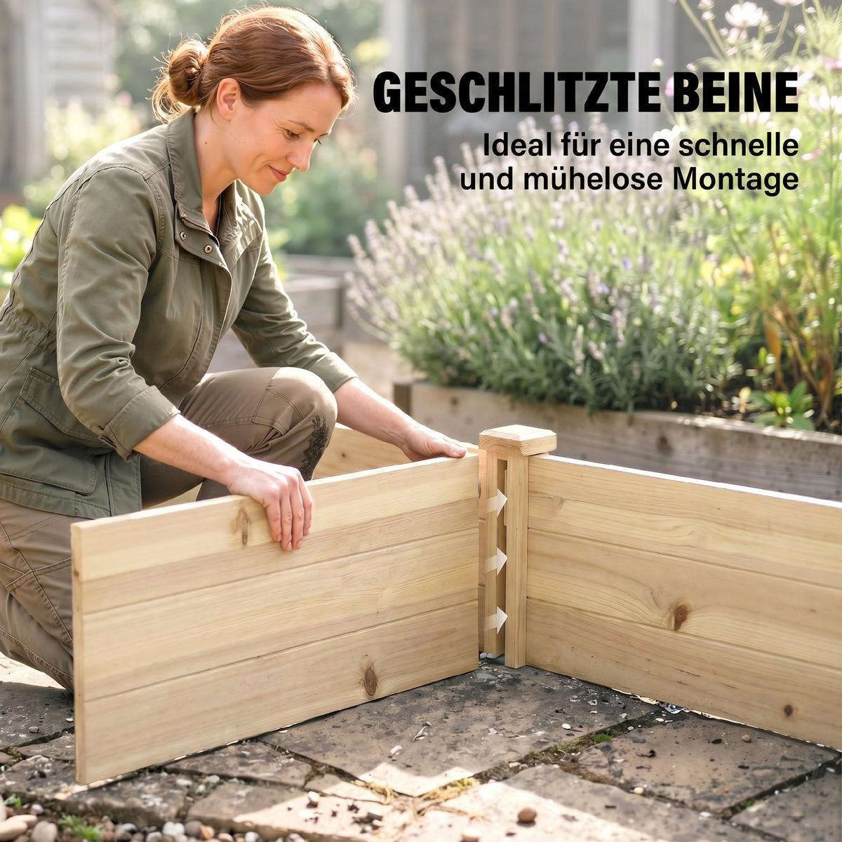 GARTENBEET, Naturfarben - Naturfarben, Holz (61.5/27/244cm) - Outsunny