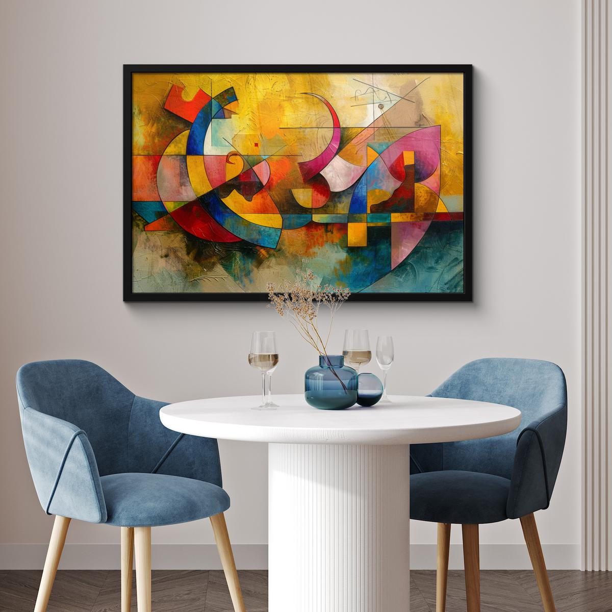 POSTER MIT RAHMENGERAHMTES BILD Kunst - Abstrakt - Modern 90x60 cm - Gelb, Papier (90/60cm) - MuchoWow