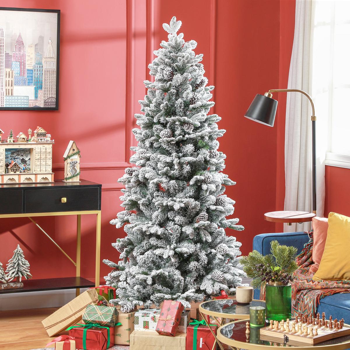 KÜNSTLICHER Weihnachtsbaum, 183 cm Christbaum mit 1489 Spitzen für Weihnachten - Grün, Kunststoff (183cm) - HOMCOM