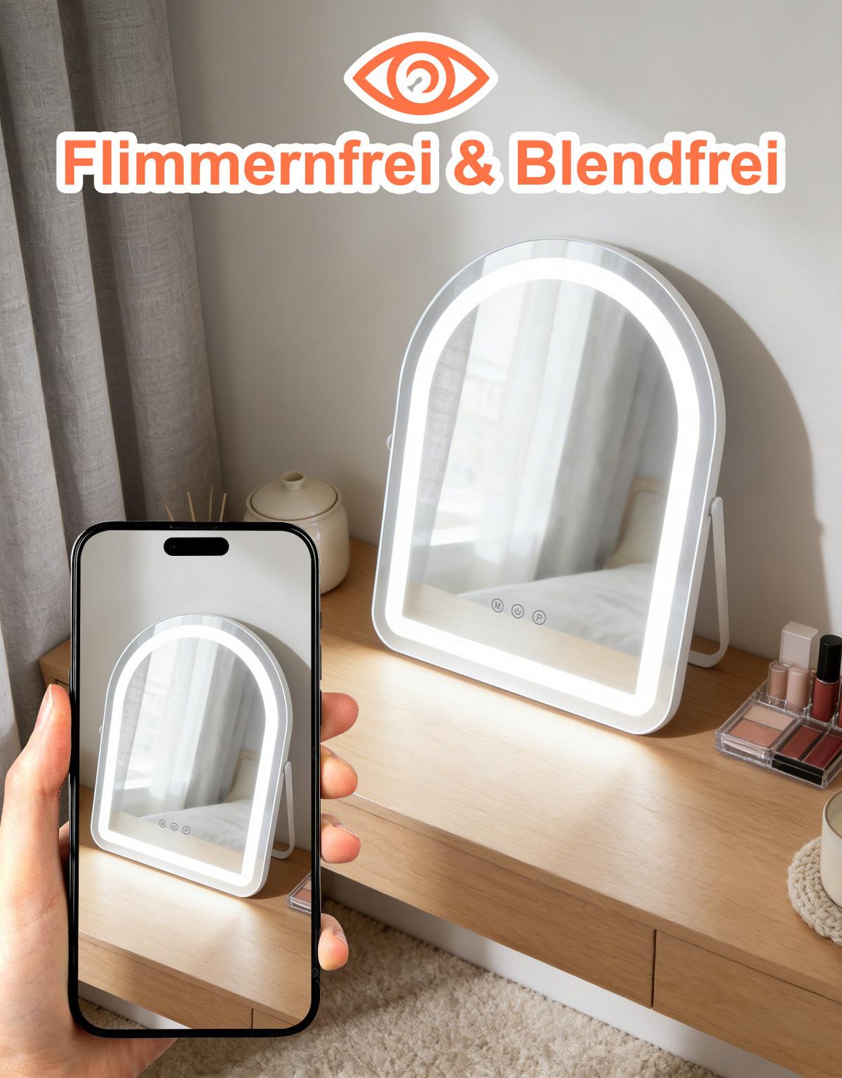 SCHMINKSPIEGEL Fenris 35/3/45 cm - Weiß, Glas/Metall (3/45/35cm) - ZMH