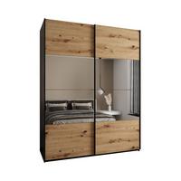 SCHWEBETÜRENSCHRANK 245,5/190/64 2-türig - Schwarz/Eiche Artisan, Holz/Metall (190/245/64cm) - Abiks Möbel