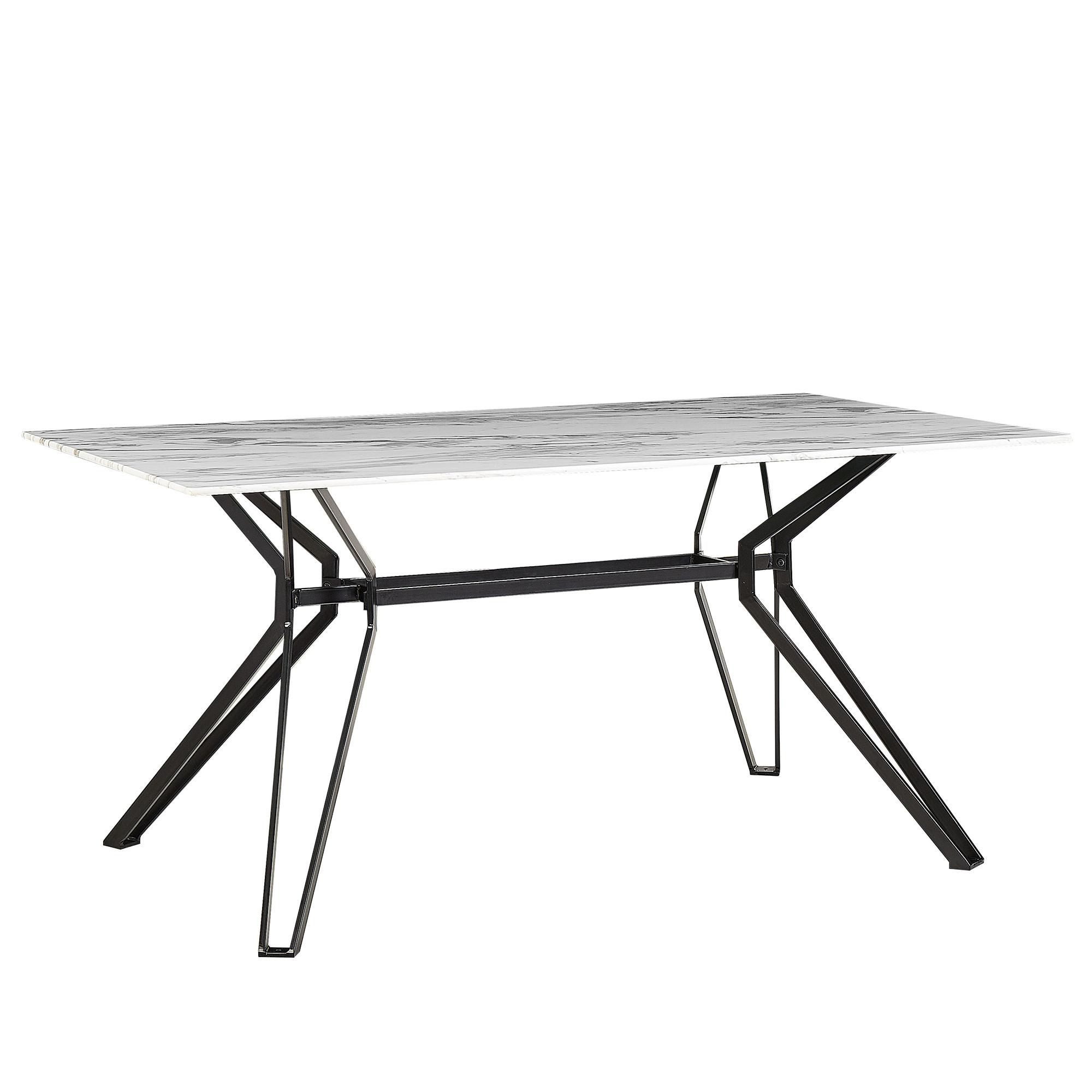 ESSTISCH 160/90/75 cm Weiß schwarz Rechteckig Ballina - Weiß, Glas (160/90/76cm) - Beliani