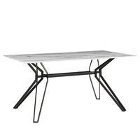 ESSTISCH 160/90/75 cm Weiß schwarz Rechteckig Ballina - Weiß, Glas (160/90/76cm) - Beliani