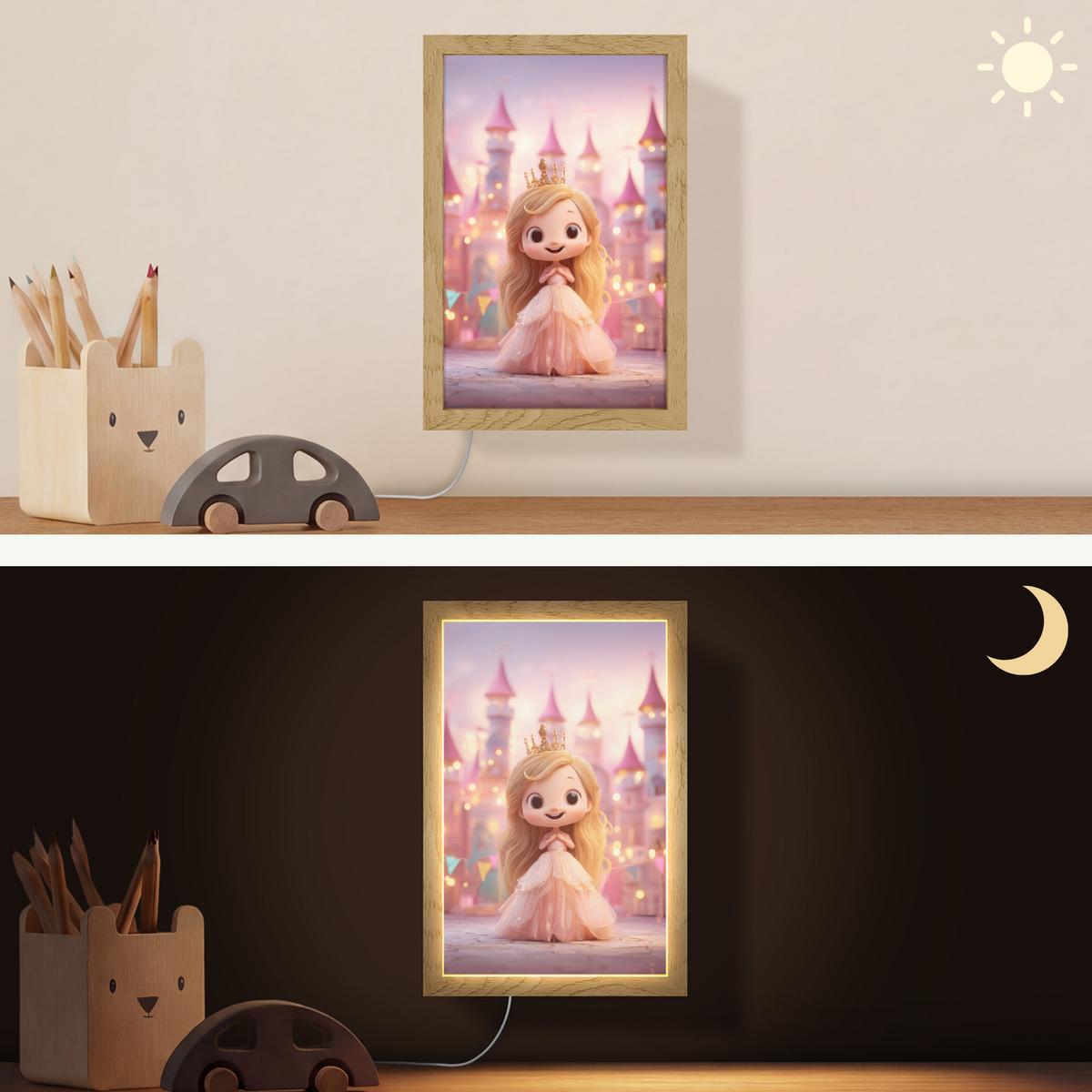 WANDLEUCHTE Prinzessin - Rosa - Schloss 20x30 cm - Rosa, Holzwerkstoff (20/30/8cm) - OnlyWow