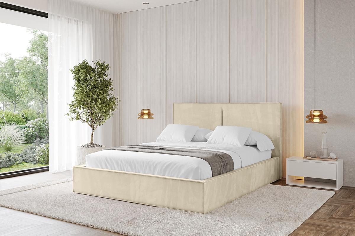 POLSTERBETT mit Bettkasten und Lattenrost, Boxbett ohne Matratze - EMMI 180x200 Beige - Ecru, Holzwerkstoff/Textil (180/200cm) - ALTDECOR