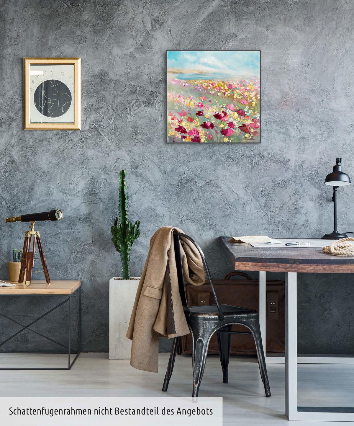 ÖLGEMÄLDE 60/60 cm - Blau/Pink, Holz/Textil (60/60cm) - KUNSTLOFT