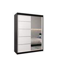 SCHWEBETÜRENSCHRANK 200/150/62 2-türig - Silberfarben/Schwarz, Holz/Kunststoff (150/200/62cm) - MÖBEL KRYSPOL