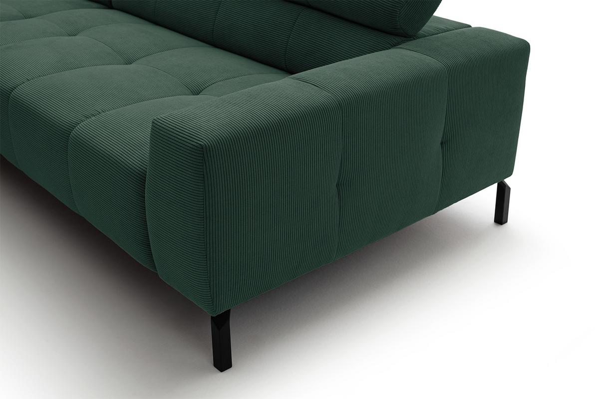 ECKSOFA OHIO Smaragdgrün Cord - Smaragdgrün/Schwarz, Textil/Metall (311/219cm) - KAWOLA