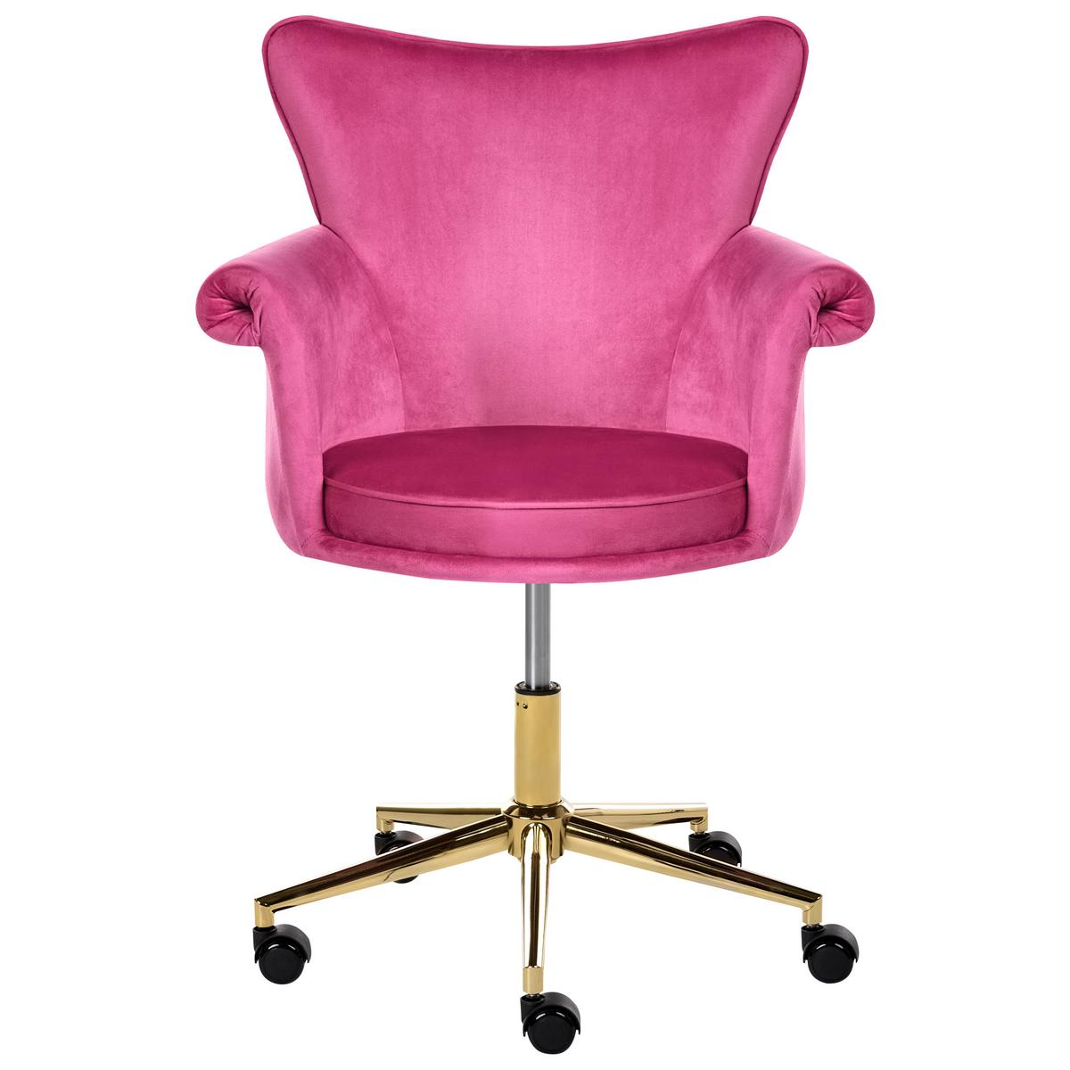 SCHREIBTISCHSTUHL Samtstoff Fuchsia Velencia - Pink, Textil (64/85/60cm) - Beliani