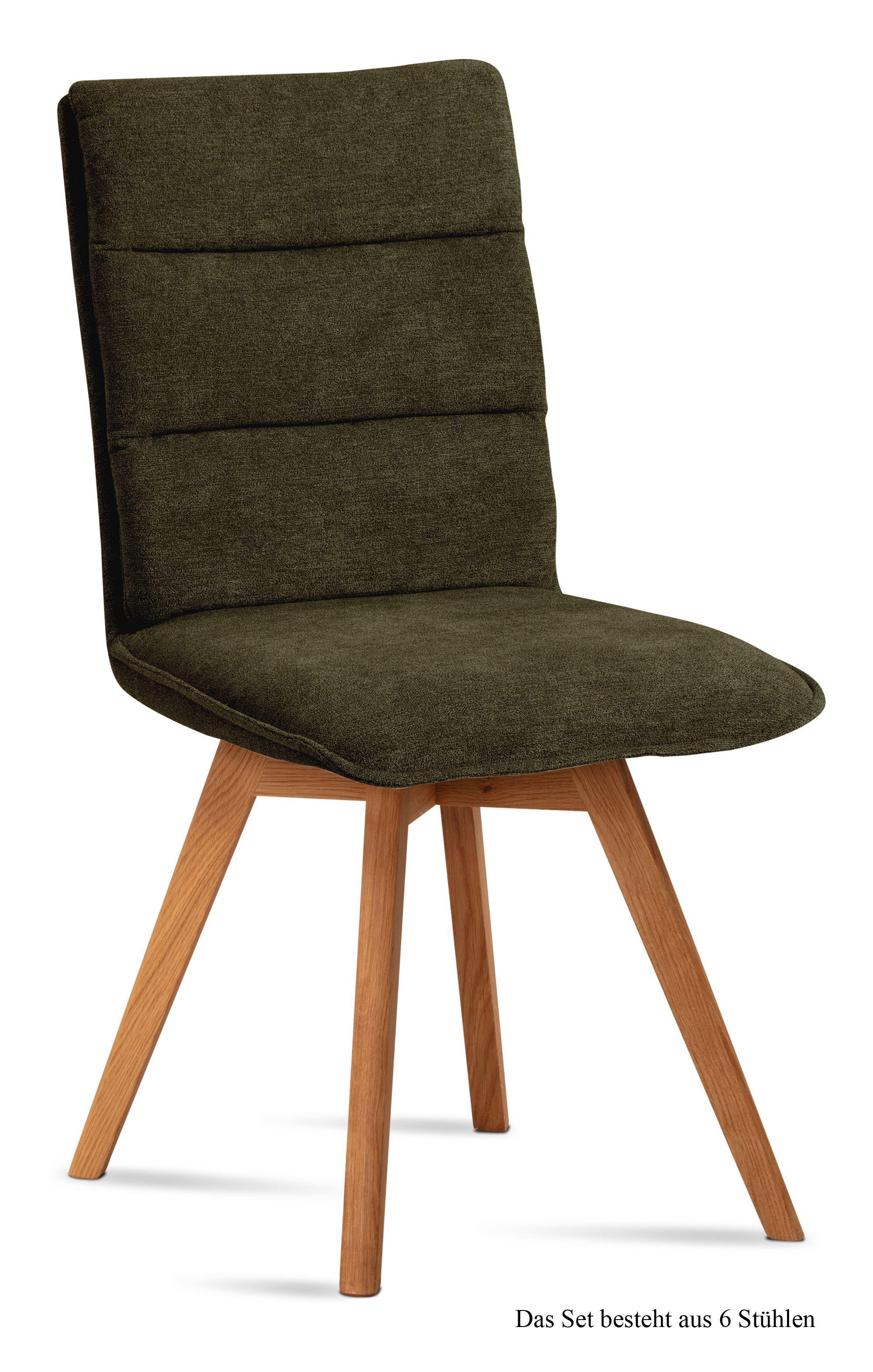 ESSZIMMERSTUHL (6er-Set) Dobra 47x92x60 Eiche geölt/Khaki - Dunkelgrün/Eichefarben, Kunststoff (60/92/47cm) - 58aufmkessel