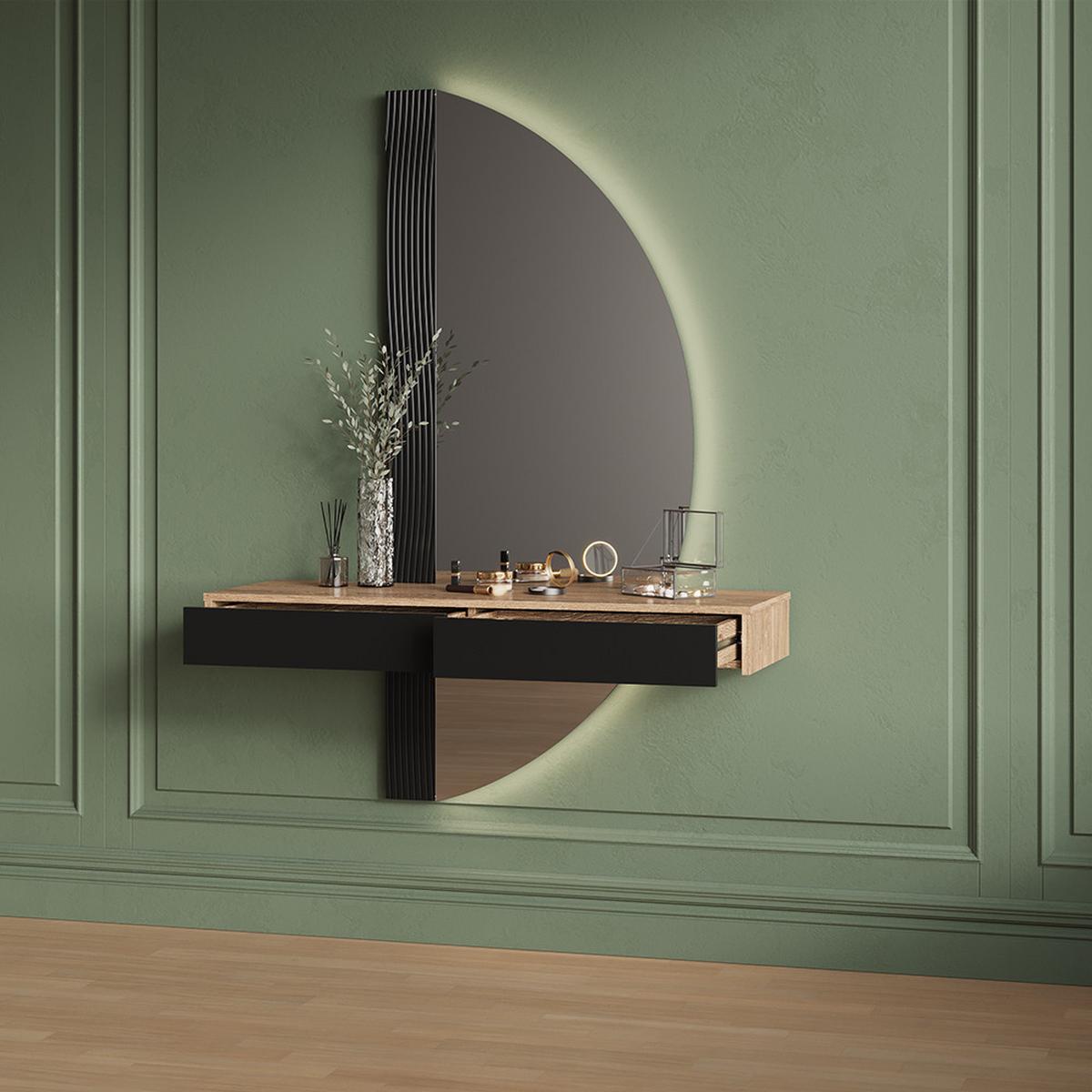 SCHMINKTISCH Ascona Schwarz 120 cm mit 2 Schubladen - Schwarz, Holzwerkstoff (120/161.1/40cm) - Livinity®
