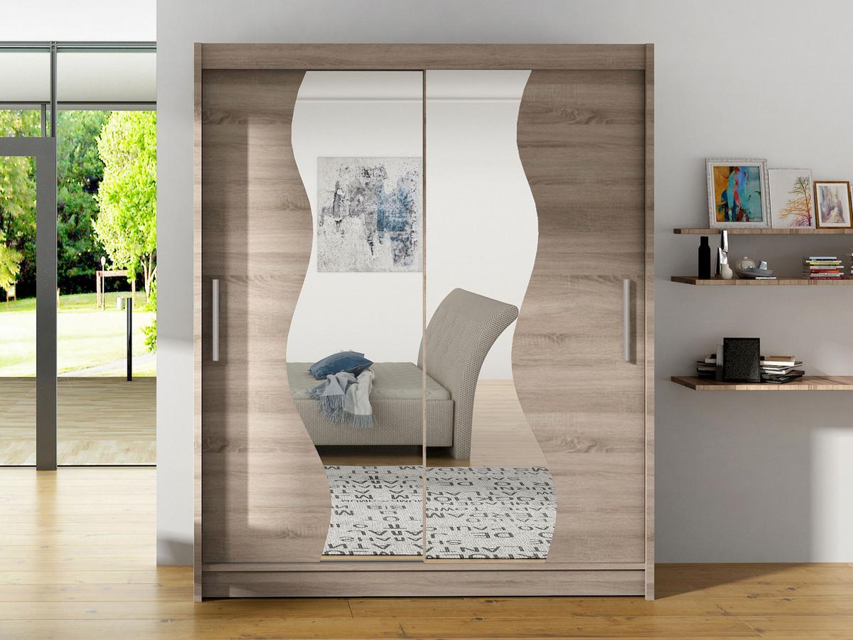 SCHWEBETÜRENSCHRANK Westa S - Silberfarben/Trüffeleichefarben, Holzwerkstoff/Metall (150/200/58cm) - MIRJAN24