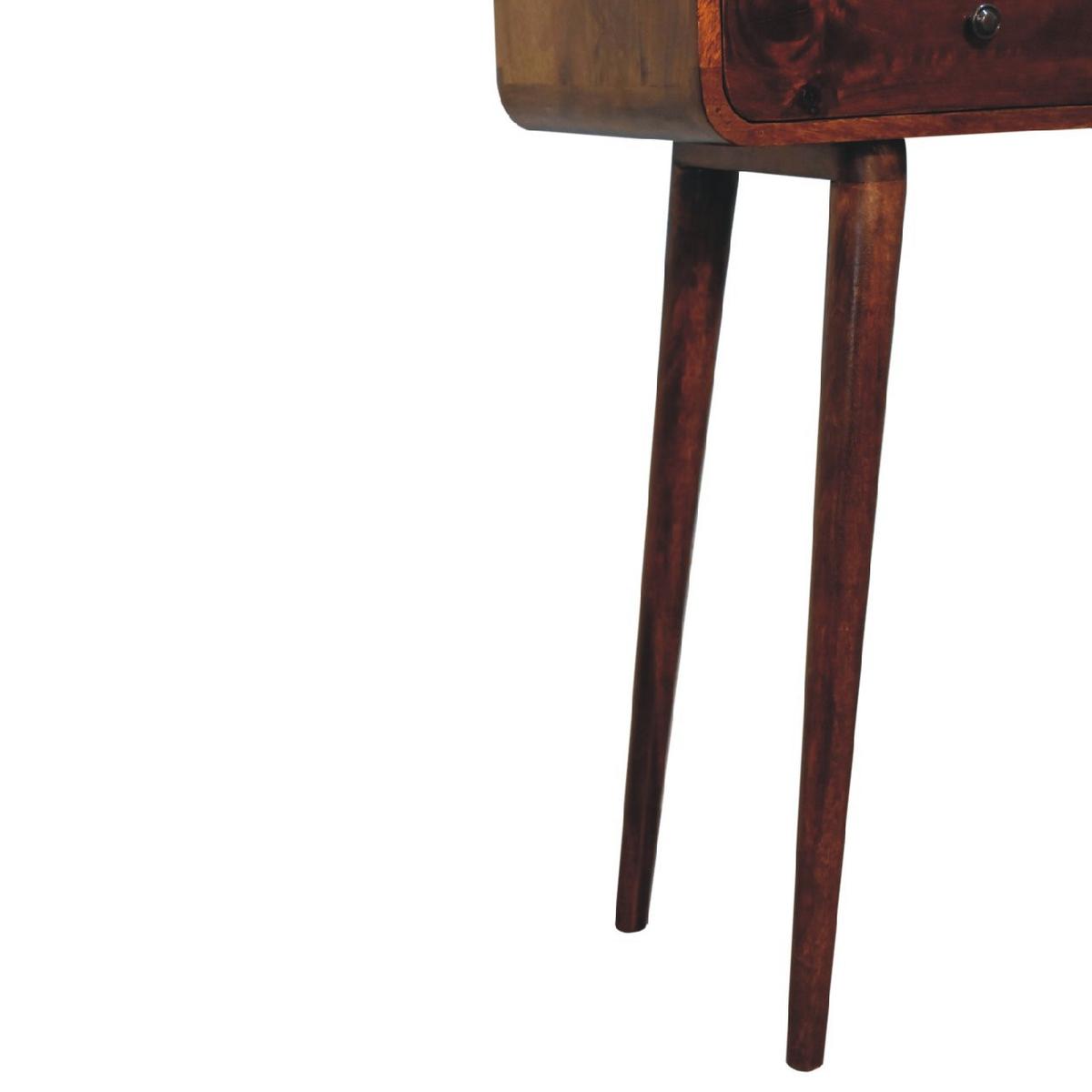 KONSELENTISCH mit 2 schubladen, Nordische Beine, Braun - Kastanienfarben/Messingfarben, Holz/Metall (35/80/78cm) - Artisan Furniture