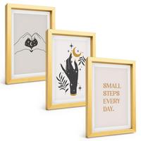 BILDER SET 3er Set - 20x30 cm Goldrahmen - Minimalistische Boho-Illustrationen - Goldfarben, Kunststoff (20/30cm) - TULUP