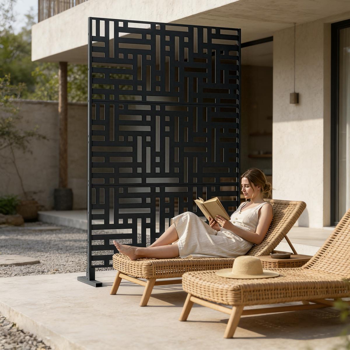 TRENNWAND Bernalda - Schwarz, Metall (120/180cm) - casa.pro
