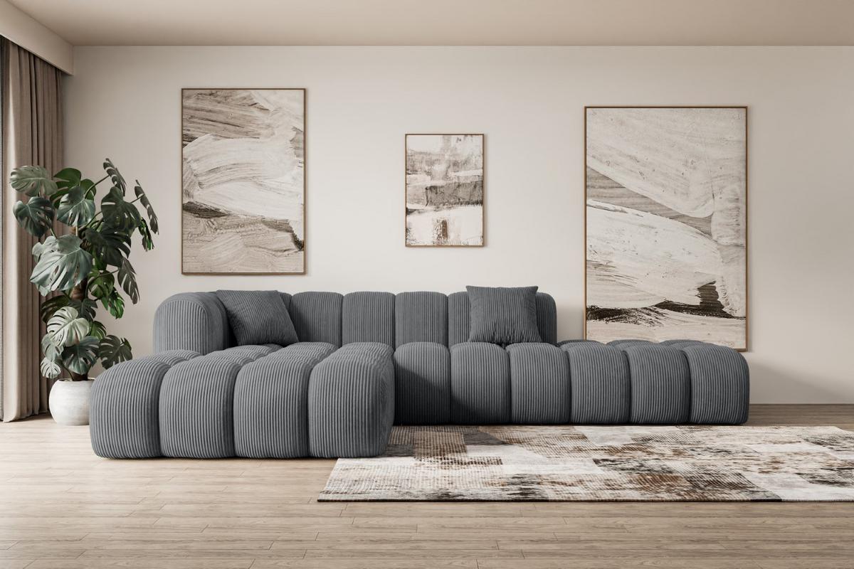 ECKSOFA Ottomane Links OLEA-L2 - 289x176x71 cm Dunkelgrau - Dunkelgrau/Schwarz, Holzwerkstoff/Kunststoff (176/289cm) - ALTDECOR