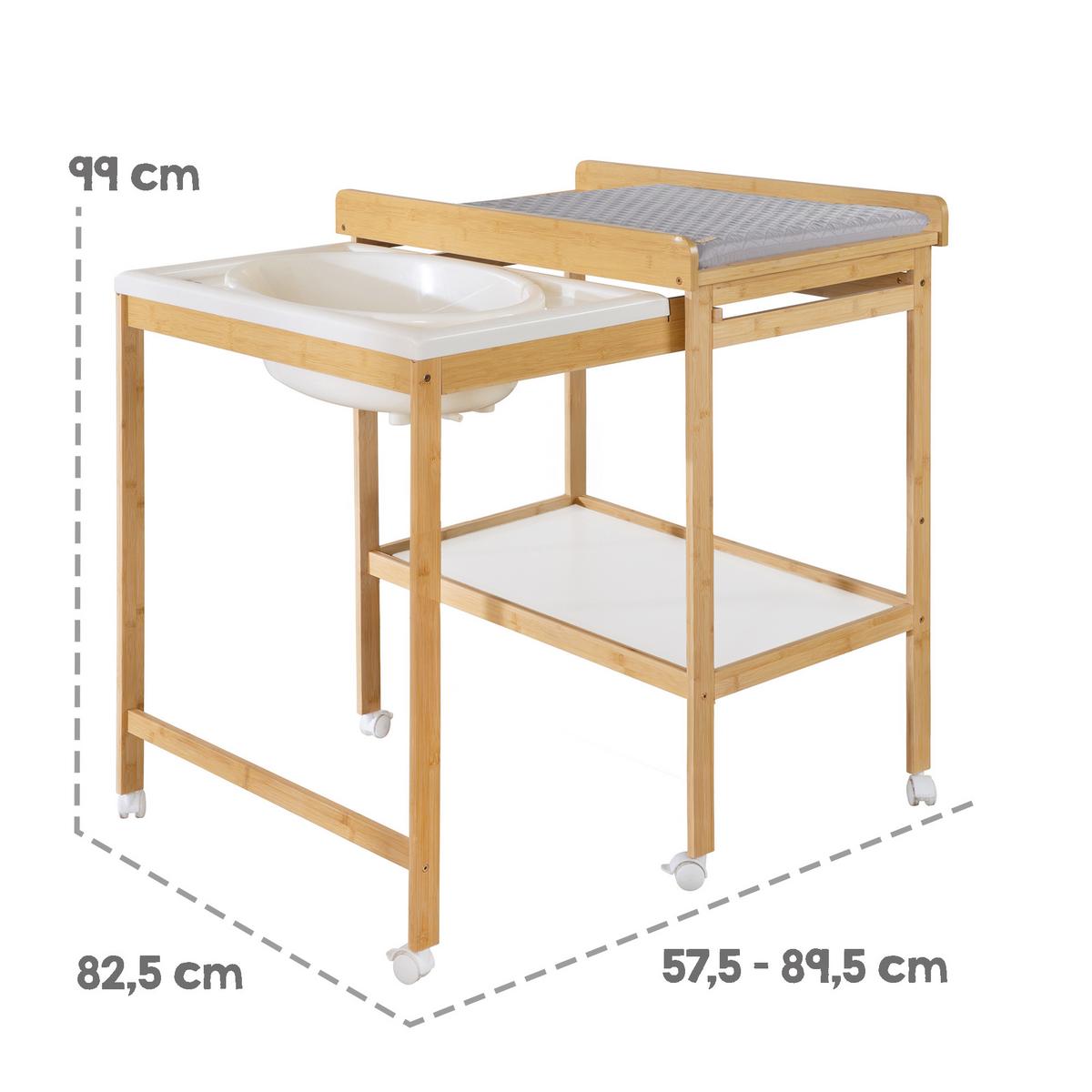 WICKELTISCH mit Badewanne - Naturfarben, Holzwerkstoff (56/100/83cm) - Roba