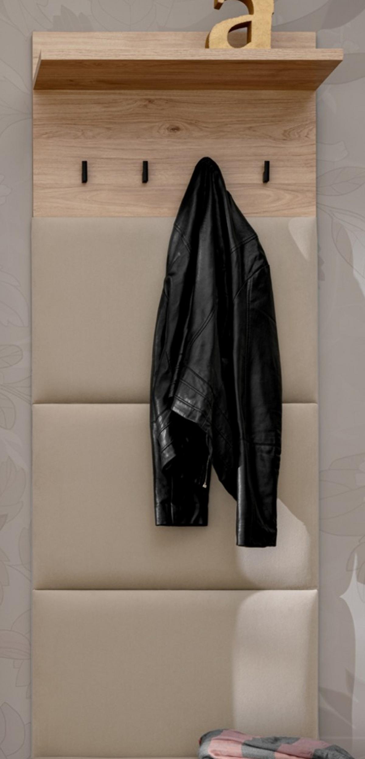 GARDEROBENPANEEL Eiche Jackson 60 cm, Wandgarderobe gepolstert - Eichefarben, Holzwerkstoff (60/156/28cm) - Furn.Design