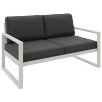 GARTENBANK Bellano Outdoor 2-Sitzer Polster-Loungebank, Stahlgestell Kaschmir, Dunkelgrau 76/146/80 cm - Grau, Textil (146/86/80cm) - WFL GROUP