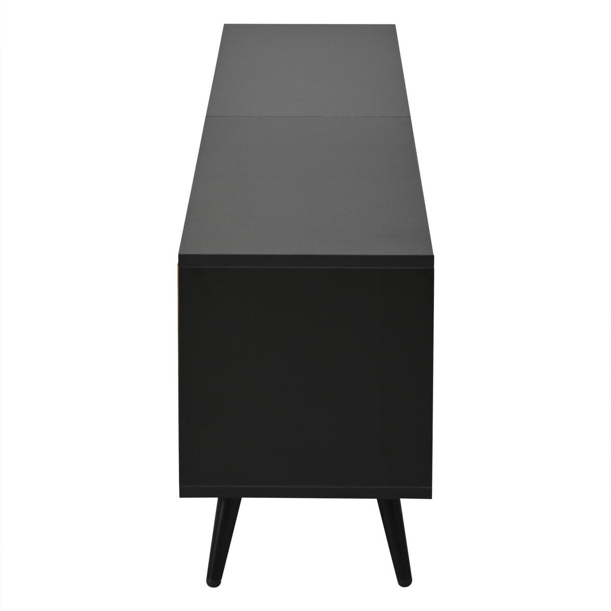 TV-LOWBOARD für 75-zoll tv, holzoptik & schwarz, led-beleuchtung mit app-steuerung - Naturfarben, Holzwerkstoff (175/43.5/31cm) - Urban Meuble