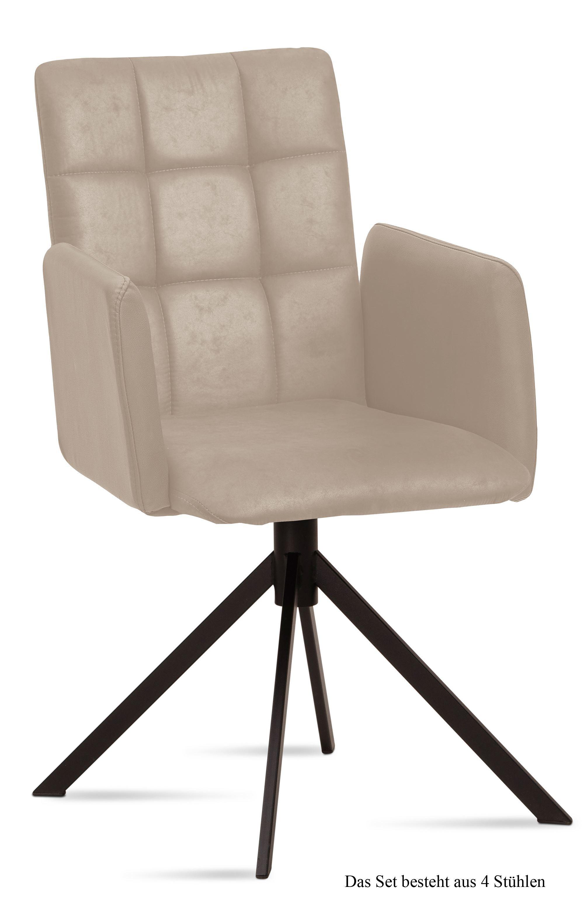 ARMLEHNSTUHL (4er-Set) Drusi 52x91x60 Schwarz/Natur - Schwarz/Naturfarben, Kunststoff (60/91/52cm) - 58aufmkessel