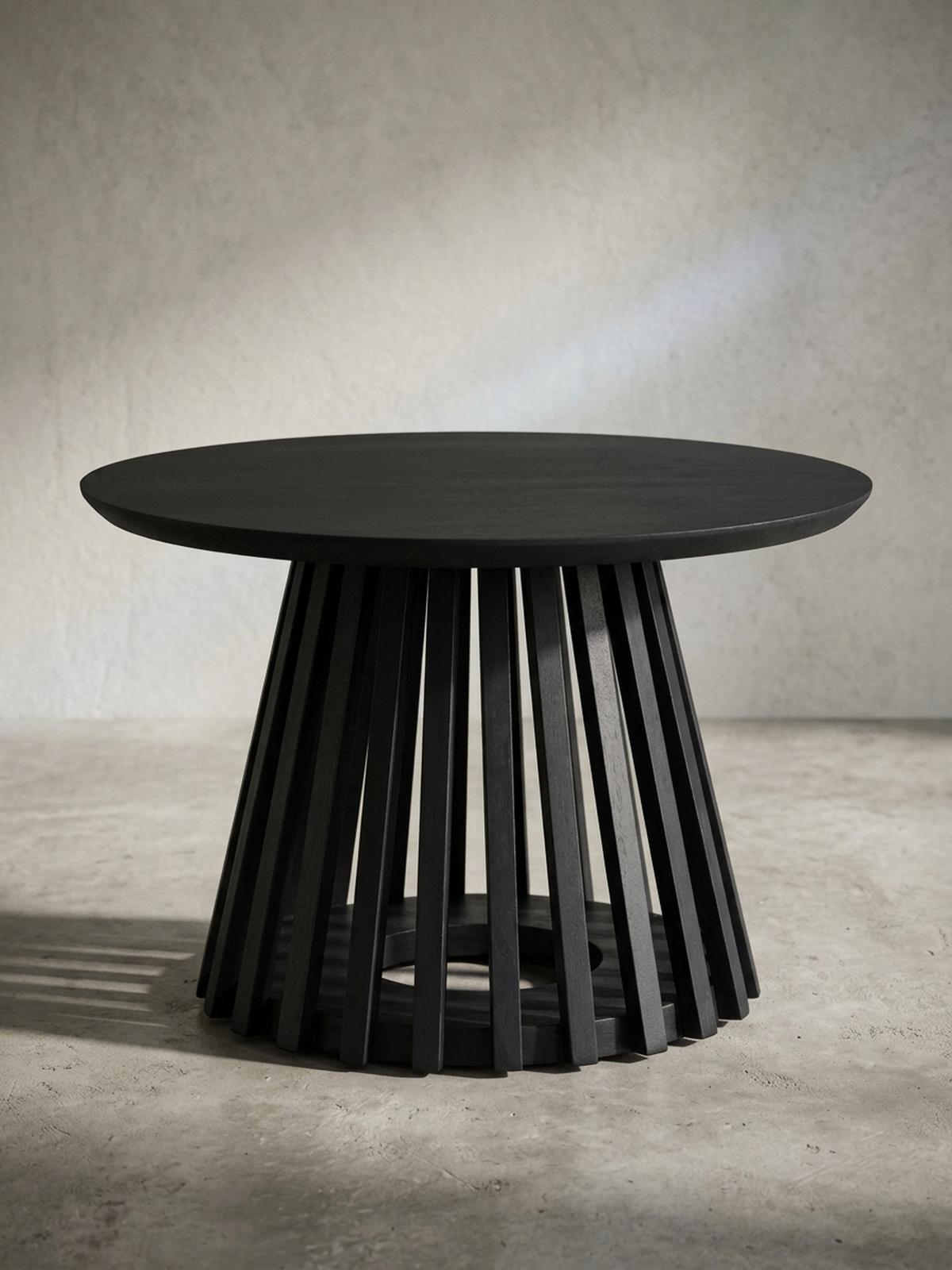 COUCHTISCH Schwarz Massivholz Mango Rund 60x60x41 cm mit Gittergestell Modern - Schwarz, Holz (60/60/41cm) - KADIMA DESIGN