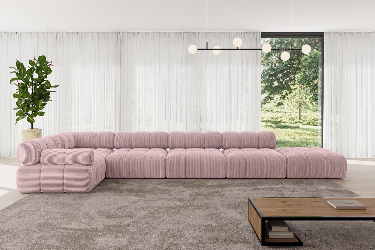ECKSOFA modulares Sofa Felto-L3 - 475x190x70 cm Rosa Cord - Rosa, Holzwerkstoff/Textil (475/190cm) - ALTDECOR