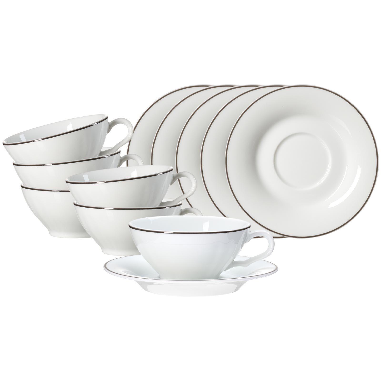 TEETASSEN MIT UNTERTASSEN Ostfriese Grau 100 ml 6er Set - Grau, Keramik (0.1L) - Ritzenhoff Breker