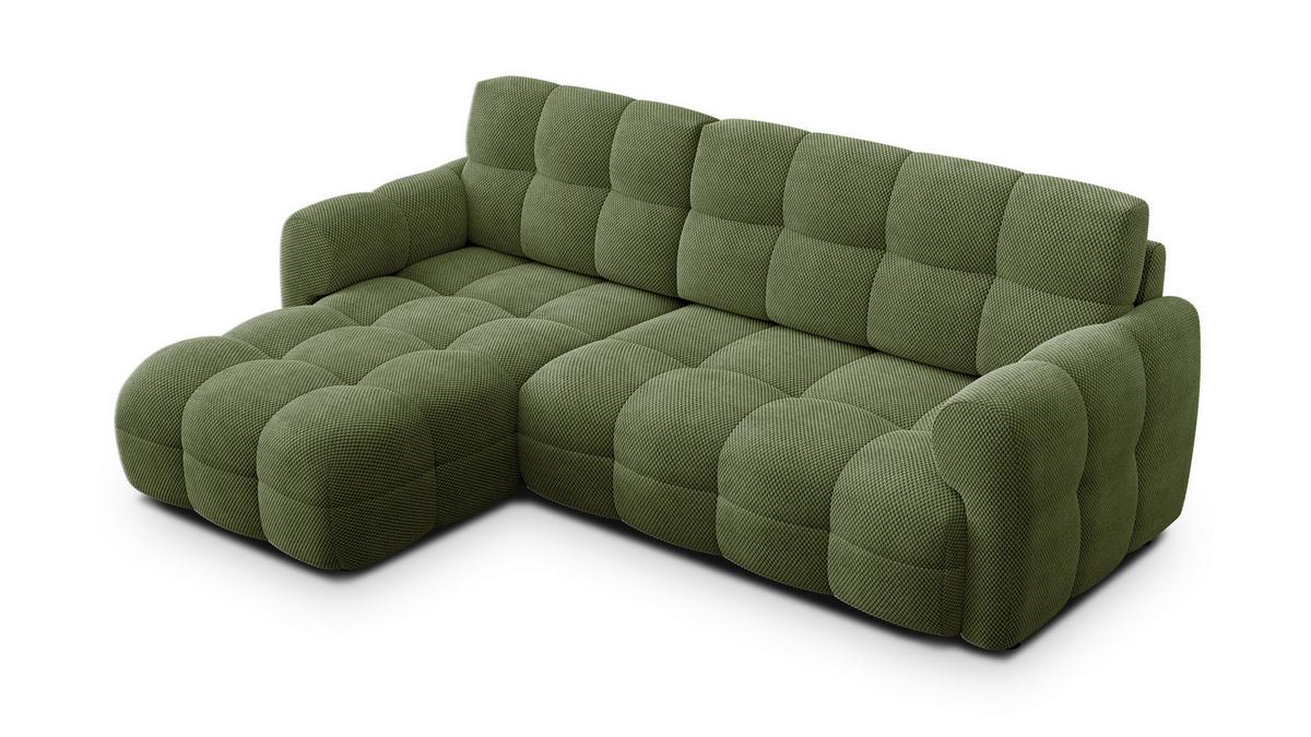 ECKSOFA MELLOW 3-Sitzer, olive - Schwarz/Grün, Holz/Textil (232/156cm) - Wozimo