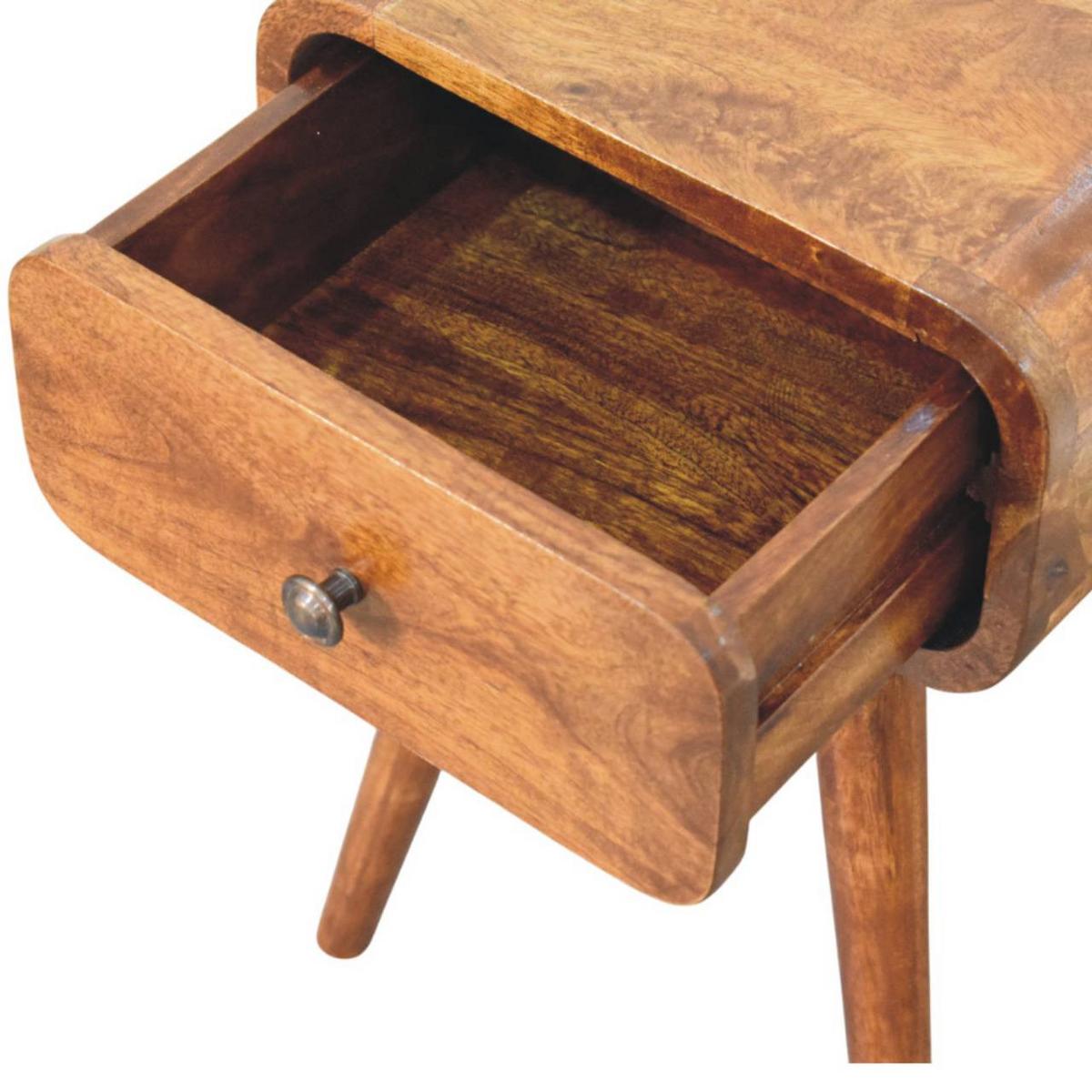 NACHTTISCH Massivholz Avora Mini Kastanienbraun, 1 Schublade, Dunkelbraun - Dunkelbraun/Messingfarben, Mangoholz/Holz (30/49/30cm) - Artisan Furniture