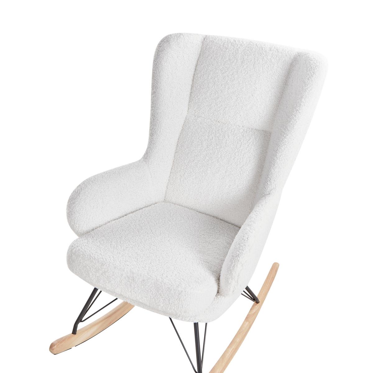 SCHAUKELSESSEL Bouclé Cremeweiß Luoma - Creme/Schwarz, Textil (69/106/97cm) - Beliani