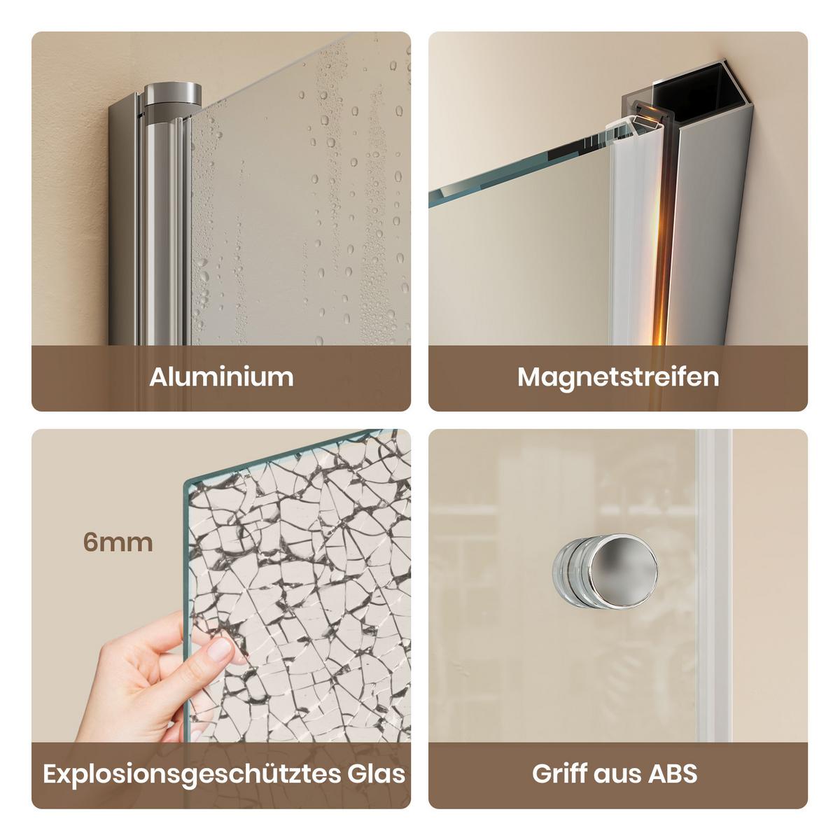 DUSCHTRENNWAND Chromfarben 90/185 cm - Chromfarben, Glas (90/185cm) - EMKE