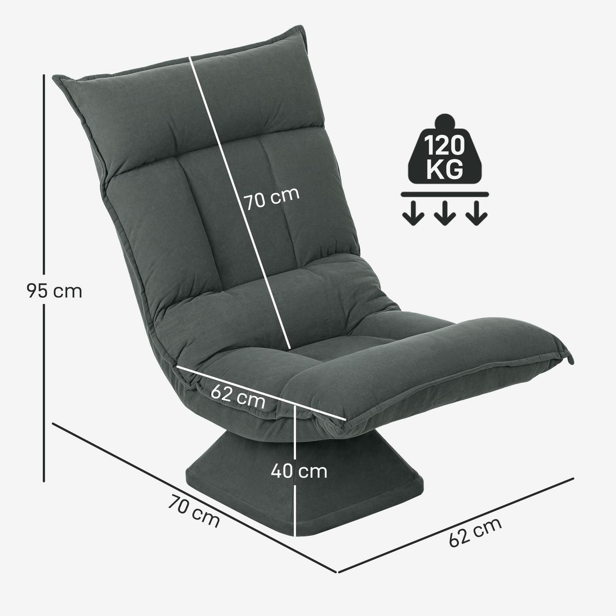 BODENSTUHL Polyester Dunkelgrau - Dunkelgrau, Kunststoff (62/95/70cm) - HOMCOM