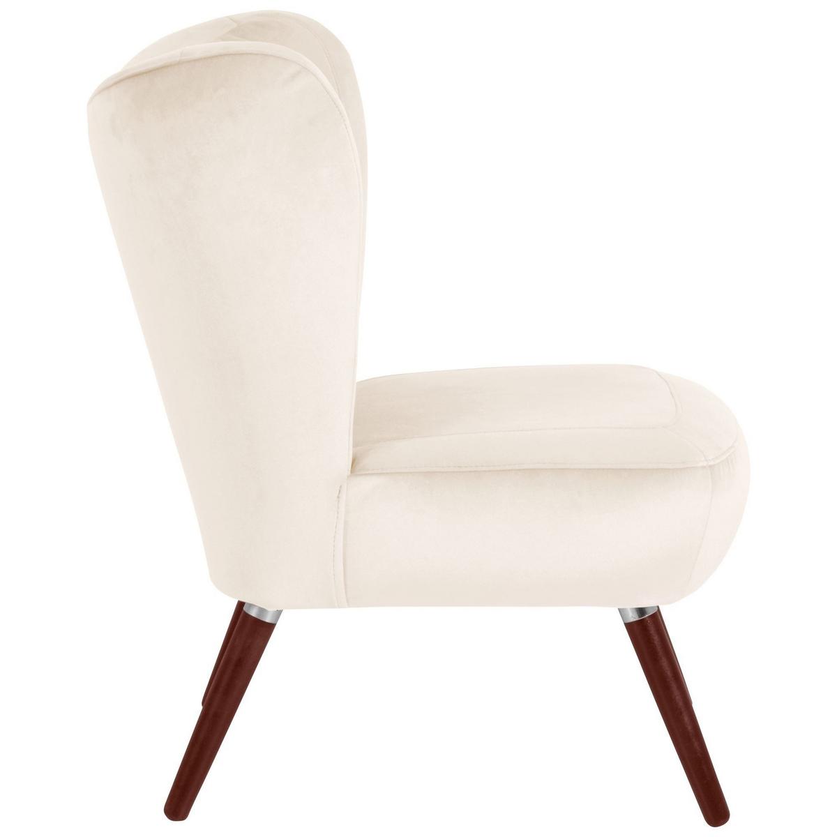 SESSEL Kathy Bezug Samtvelours Buche nussbaum dunkel / creme - Weiß, Kunststoff (70/86/69cm) - 58aufmkessel