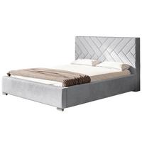 POLSTERBETT Monaco mit Kopfteil, 120x200 cm, Doppelbett mit Bettkasten und Lattenrost aus Holz, Velourstoff Hellgrau - Hellgrau, Holz/Textil (120/200cm) - Alpi-Möbel
