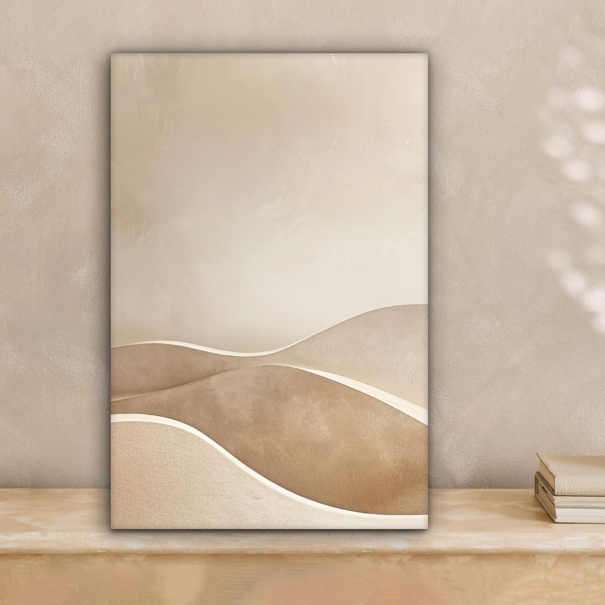 LEINWANDBILD Beige - Natur - Abstrakt - Modern Deko Wohnzimmer 20x30 cm - Beige, Textil (20/30cm) - MuchoWow