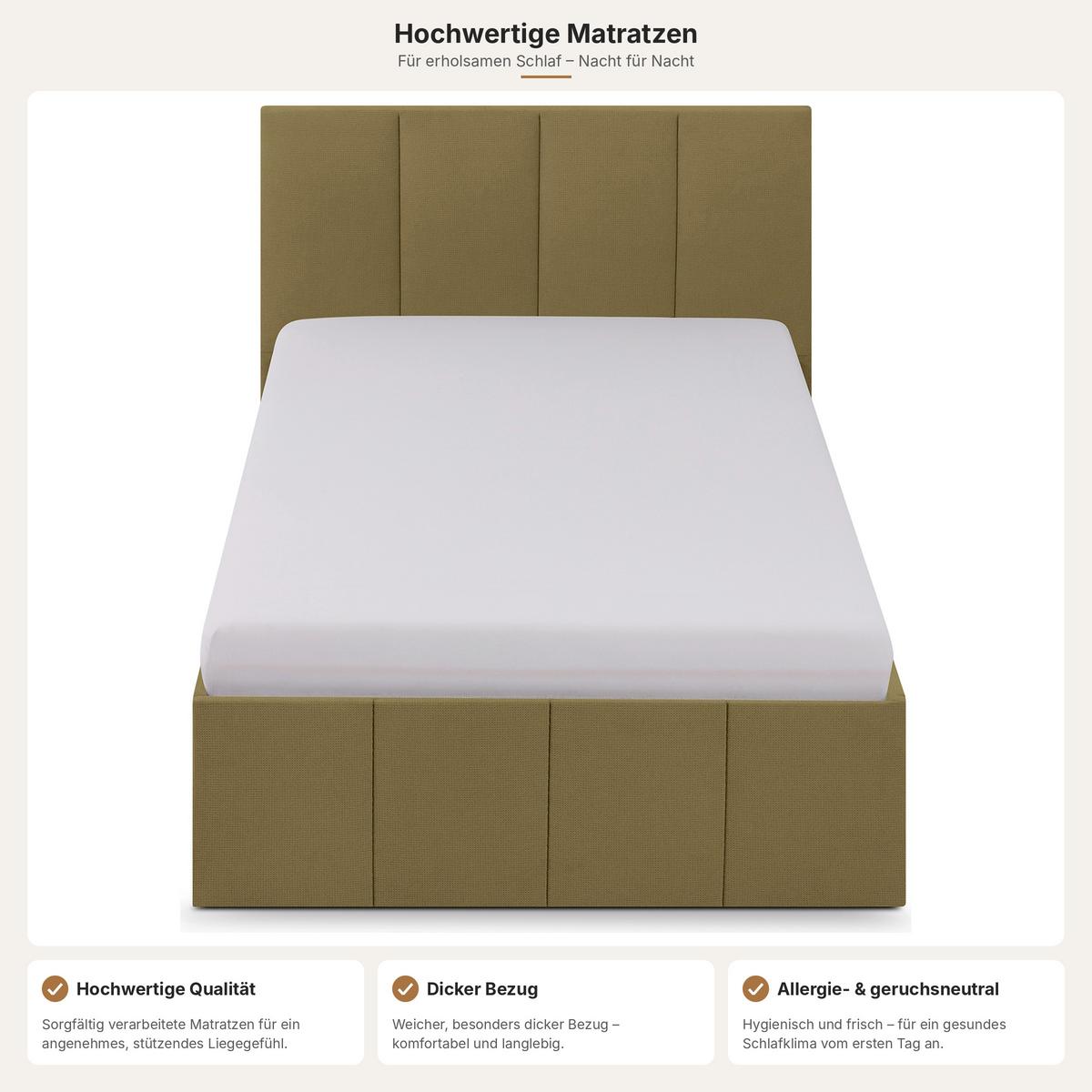 POLSTERBETT Dalas Avocado 100 x 200 x 40 cm Bettkasten Mit hochwertiger Matratze H2 (bis 100 kg) und Lattenrost - Grün, Holz (100/200cm) - Halmon Schlafkomfort Betten 
