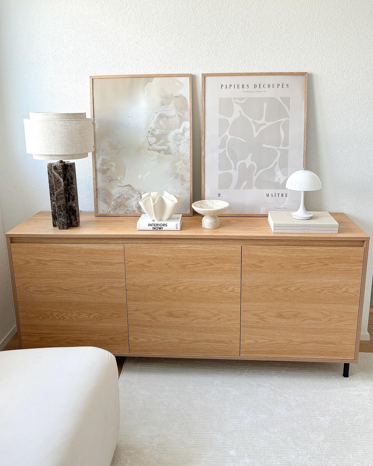 SIDEBOARD Heller Holzfarbton Nikea - Hellbraun/Schwarz, Holzwerkstoff (165/75/40cm) - Beliani