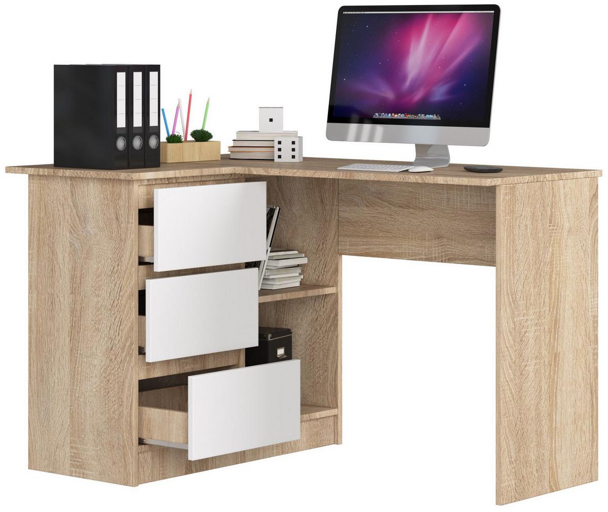 SCHREIBTISCH Eiche Sonoma, Weiß 77/124/85 - Weiß/Sonoma Eiche, Holzwerkstoff (124/85/77cm) - RAUMHIRSCH FURNITURE