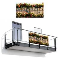BALKON-SICHTSCHUTZ Blumen - Zaun - Stadtbild - Sommer Witterungsbeständig 200x110 cm - Pink, Kunststoff (200/110cm) - MuchoWow