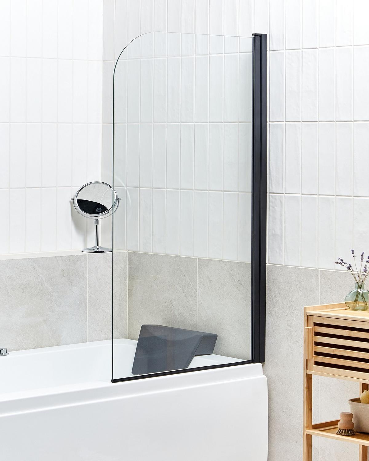 BADEWANNENAUFSATZ 140/80 cm Schwarz Lapan - Transparent, Glas (80/140cm) - Beliani