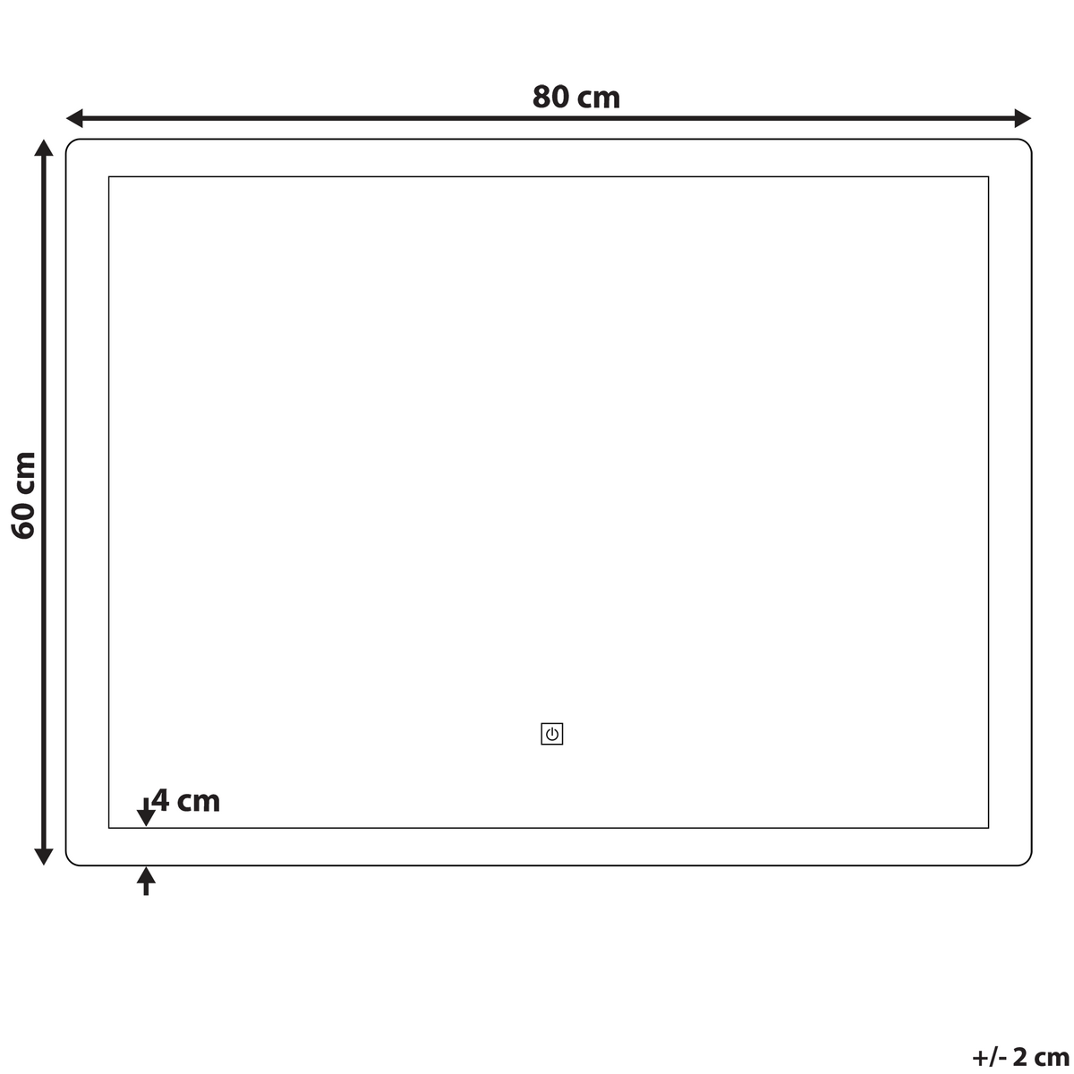BADSPIEGEL mit LED-Beleuchtung rechteckig 80/60 cm Corroy - Silberfarben, Glas (80/60/3cm) - Beliani