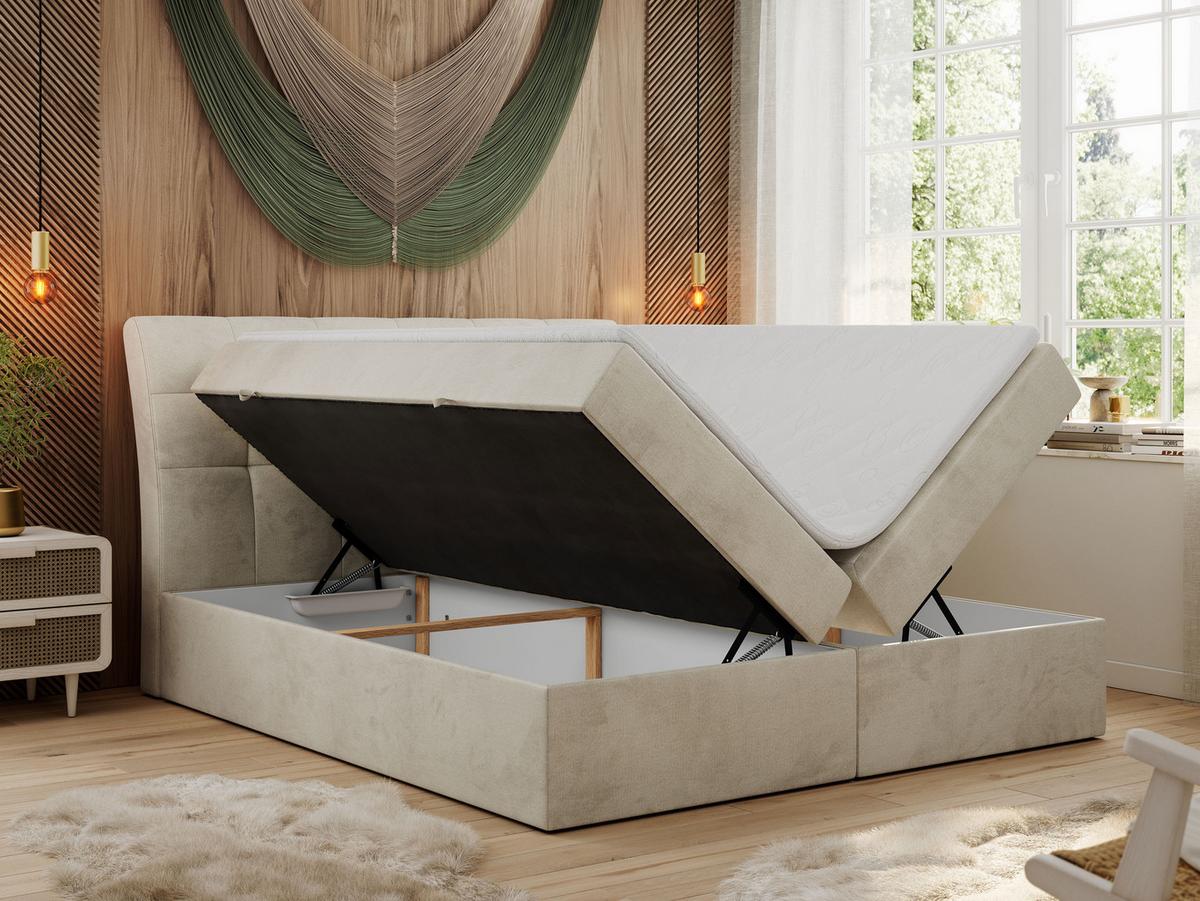 BOXBETT DIEGOS 140/200 Beige Velvet - H4 - Beige, Holz/Textil (140/200cm) - MKS