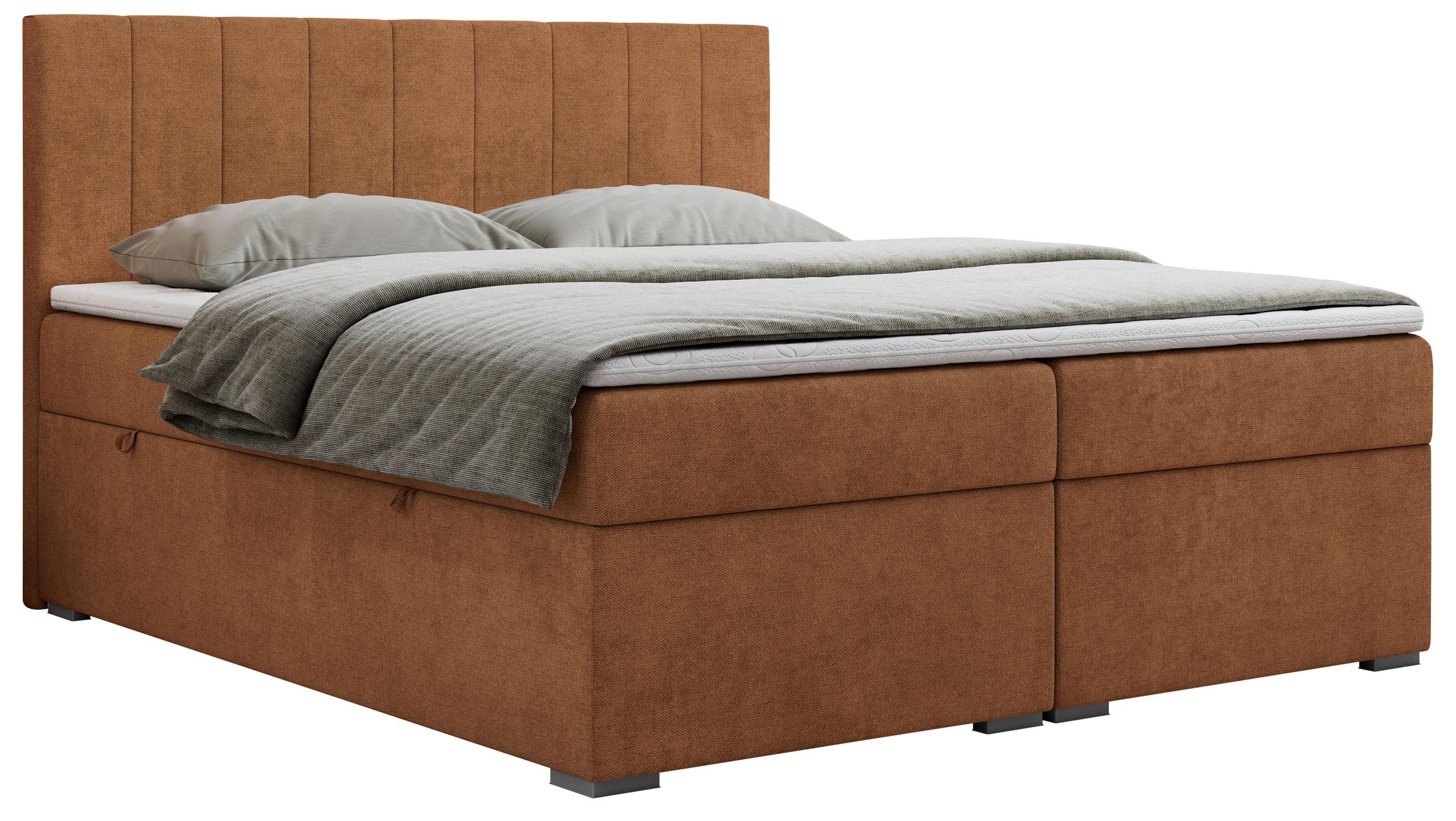 BOXBETT LOPE 200/200 - Orange Strukture - H3 - Orange, Holz/Textil (200/200cm)